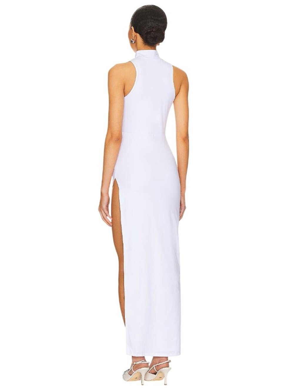 Superdown Janet Slit Midi Dress in White XSmall New Womens Bodycon Mock Neck - Picture 2 of 8